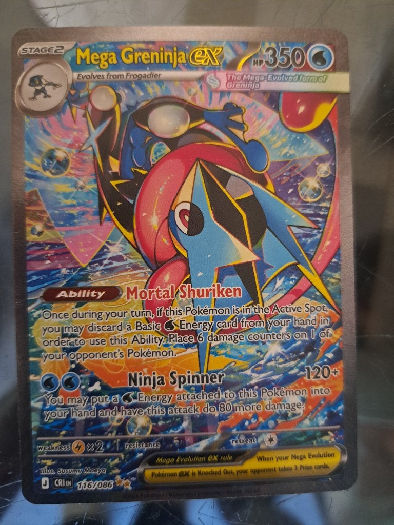 Chaos Rising mega greninja EX, Hobby en Vrije tijd, Verzamelkaartspellen | Pokémon, Ophalen, Zo goed als nieuw, Losse kaart, Foil