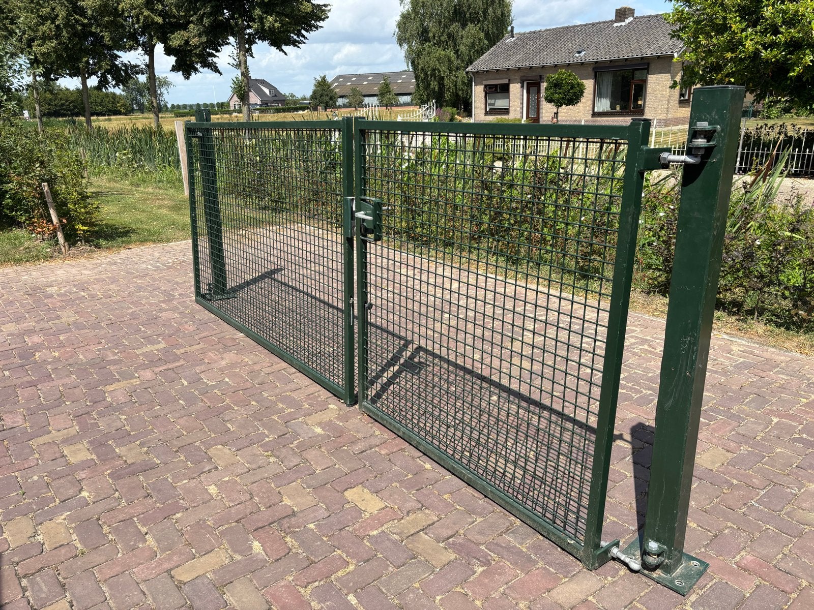 Stevig groen gaashekwerk heras  0648049080, Met poort, Gebruikt, Ophalen of Verzenden, Gaashekwerk
