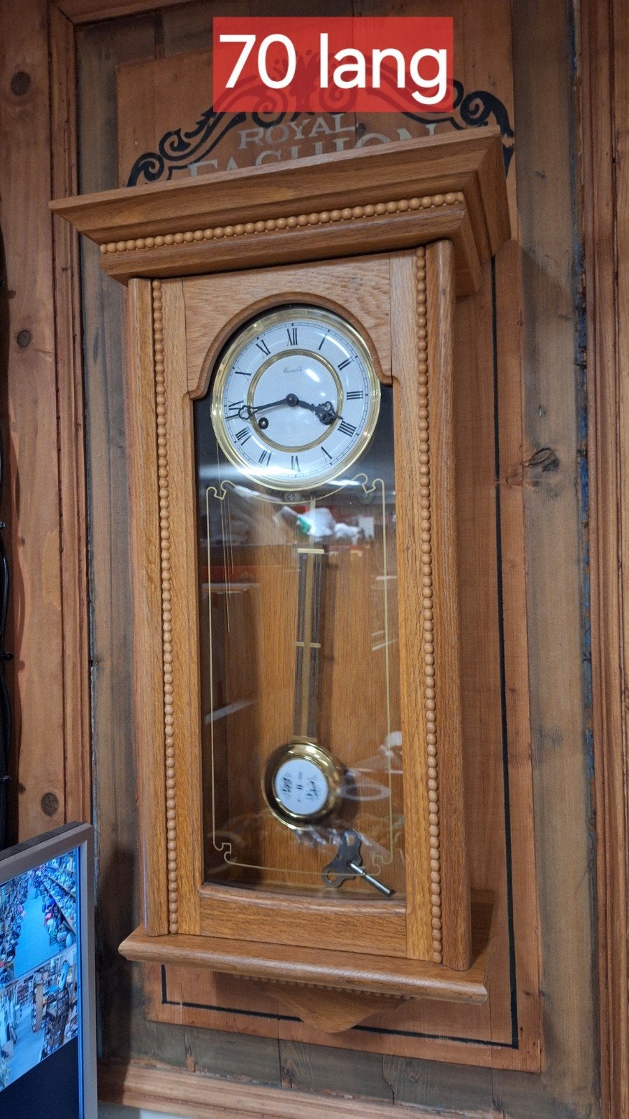 Prachtige mechanische wandklok / regelateur - 70 cm lang, Antiek en Kunst, Antiek | Klokken, Ophalen of Verzenden