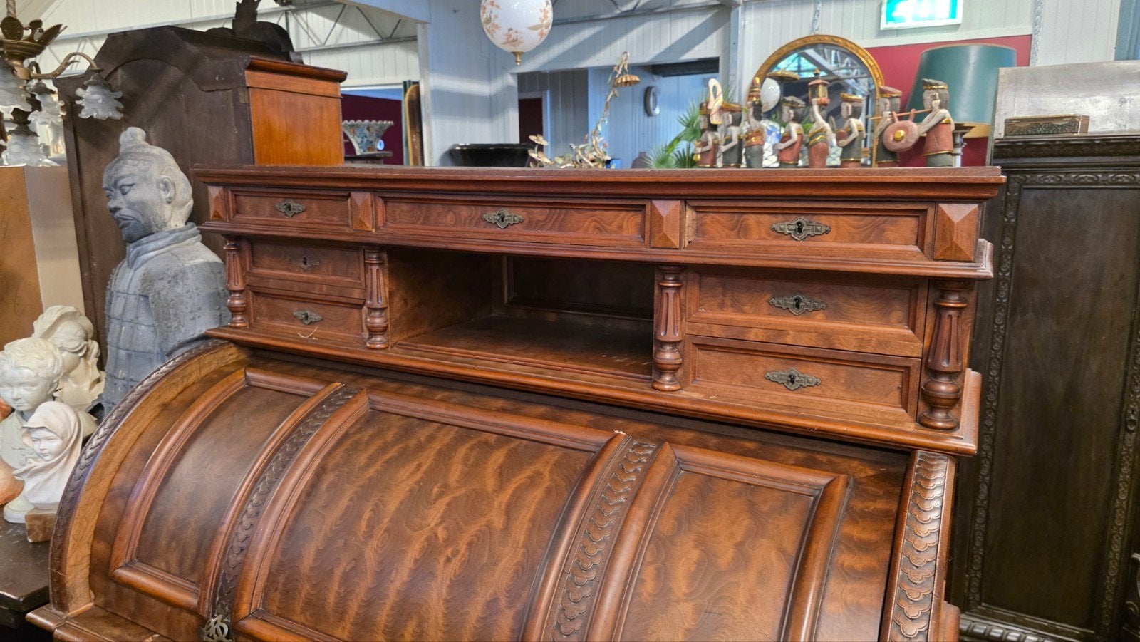 notenhouten roltop bureau, Antiek en Kunst, Ophalen