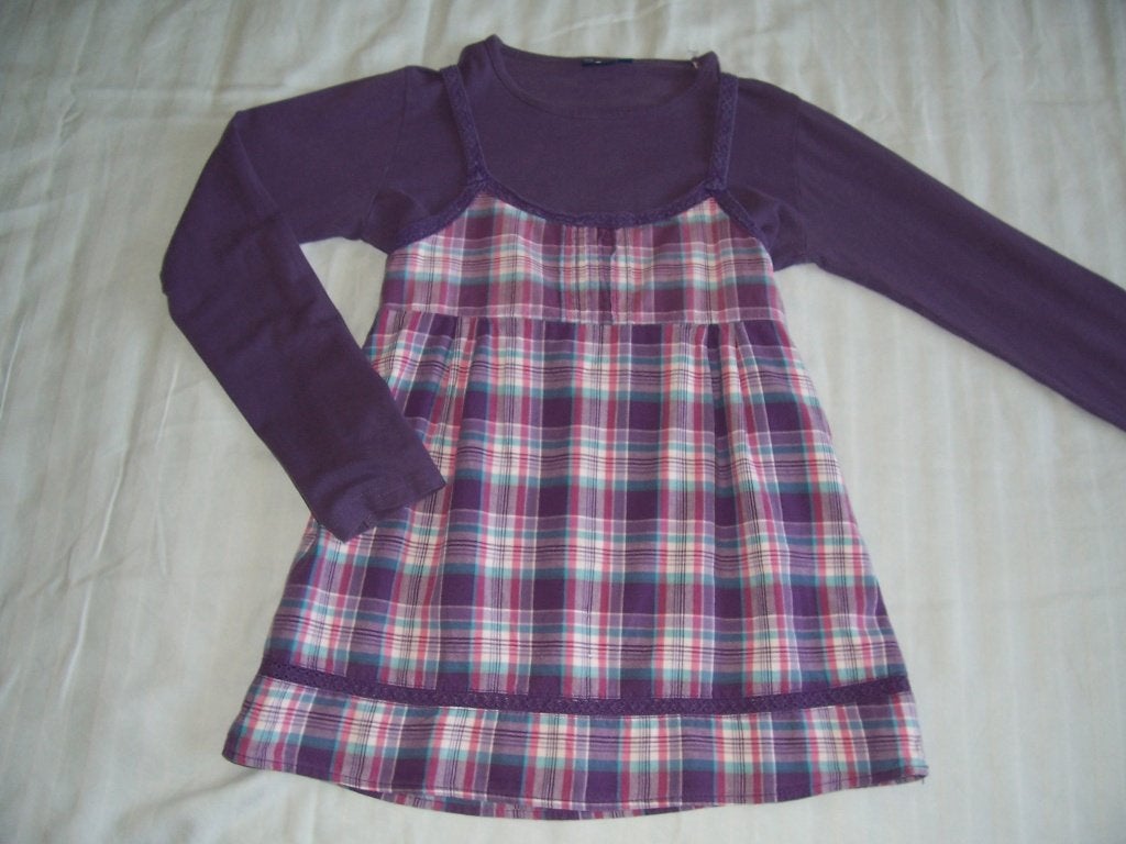 Leuk paars geblokt tuniek merk h&m en red street maat 152, Kinderen en Baby's, Kinderkleding | Maat 152, Gebruikt, Meisje, H&M