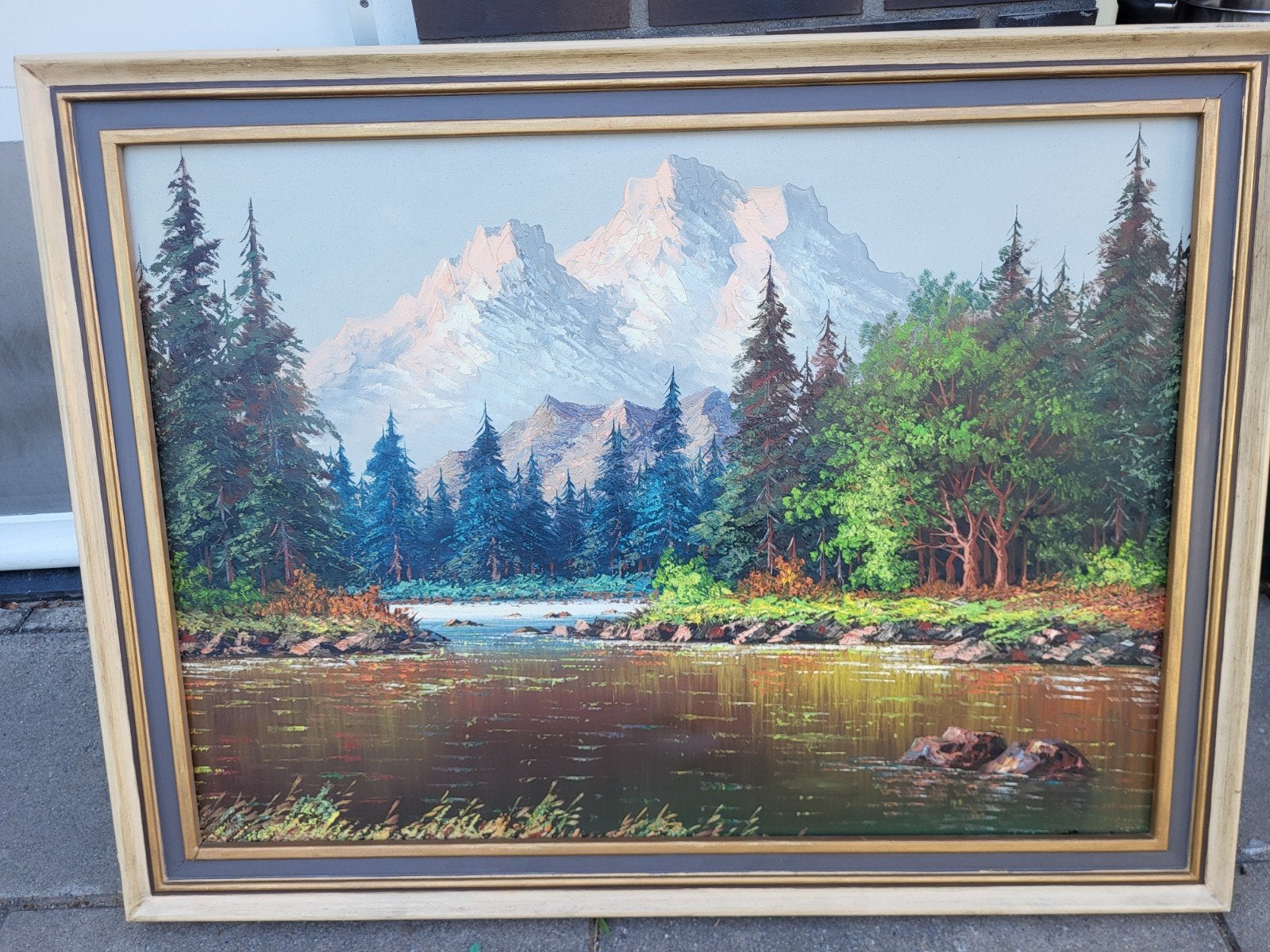Schilderij Otto Heinz - Berglandschap met water en bos, Ophalen, Gesigneerd, Landschap