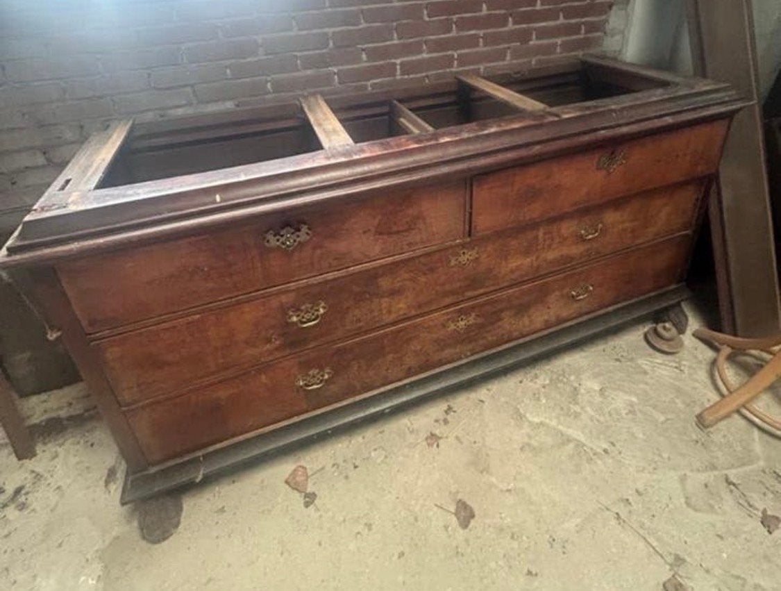 Prachtig oud houten dressoir / toonbank (zonder blad), Ophalen, Gebruikt, 150 tot 200 cm, Met lade(s)