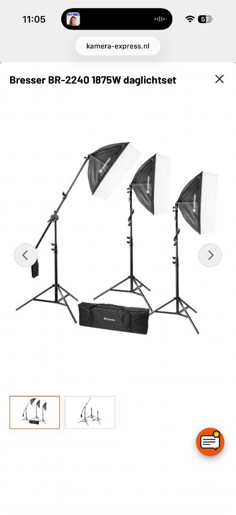 Bresser BR-2240 1875W daglichtset, Audio, Tv en Foto, Ophalen, Nieuw, Bresser, Lamp of Flitsset