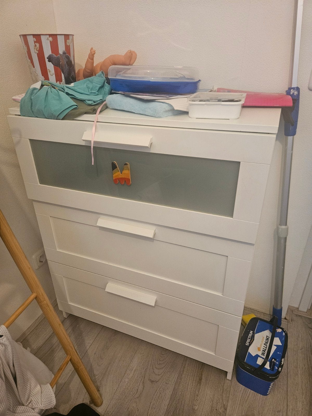 Witte ladekast met 3 laden - IKEA Malm stijl, Gebruikt, 100 tot 150 cm, 3 of 4 laden, Modern, minimalistisch
