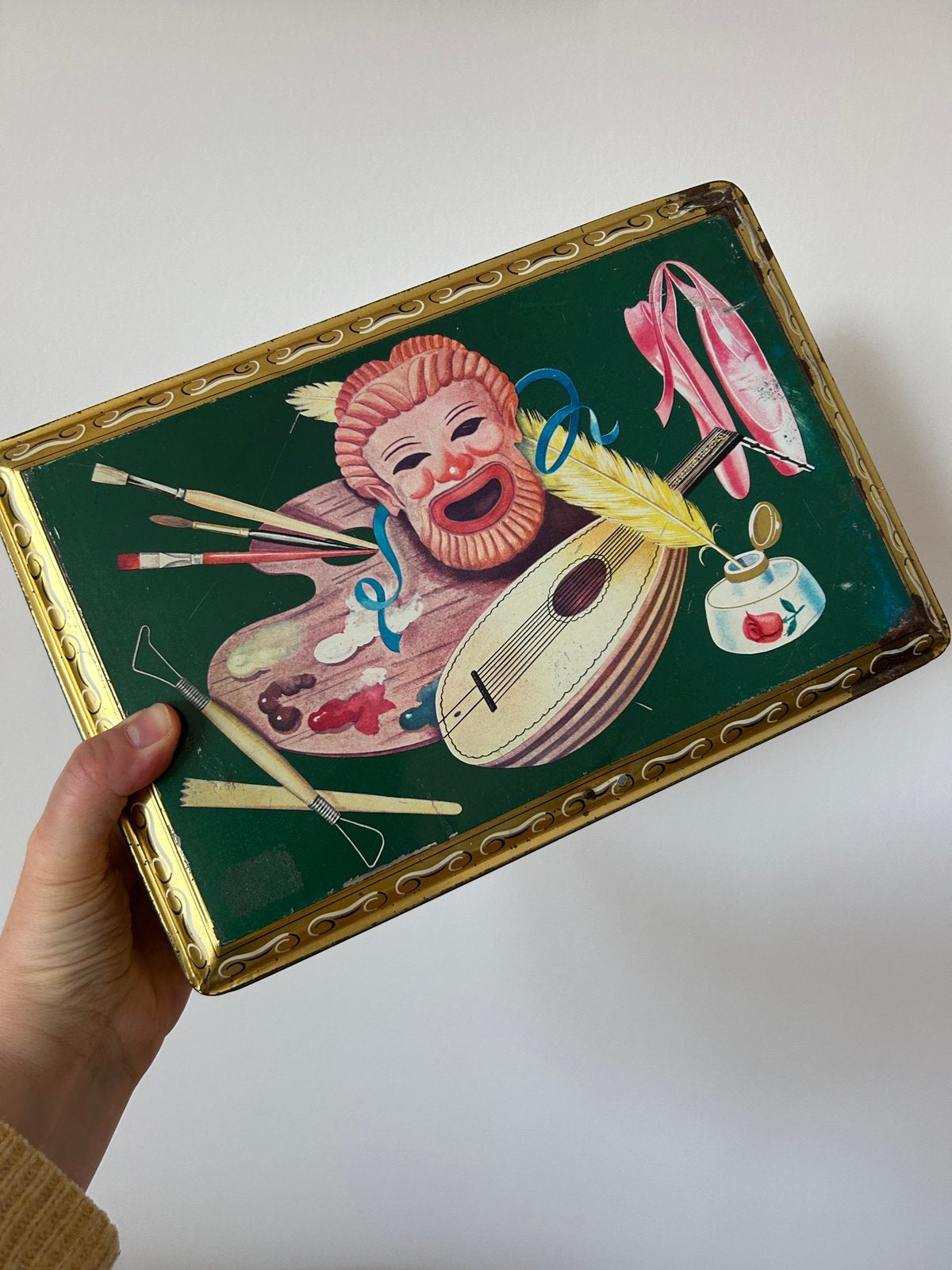 Vintage/antiek blik maskers theater, Ophalen of Verzenden, Gebruikt, Overige, Overige merken