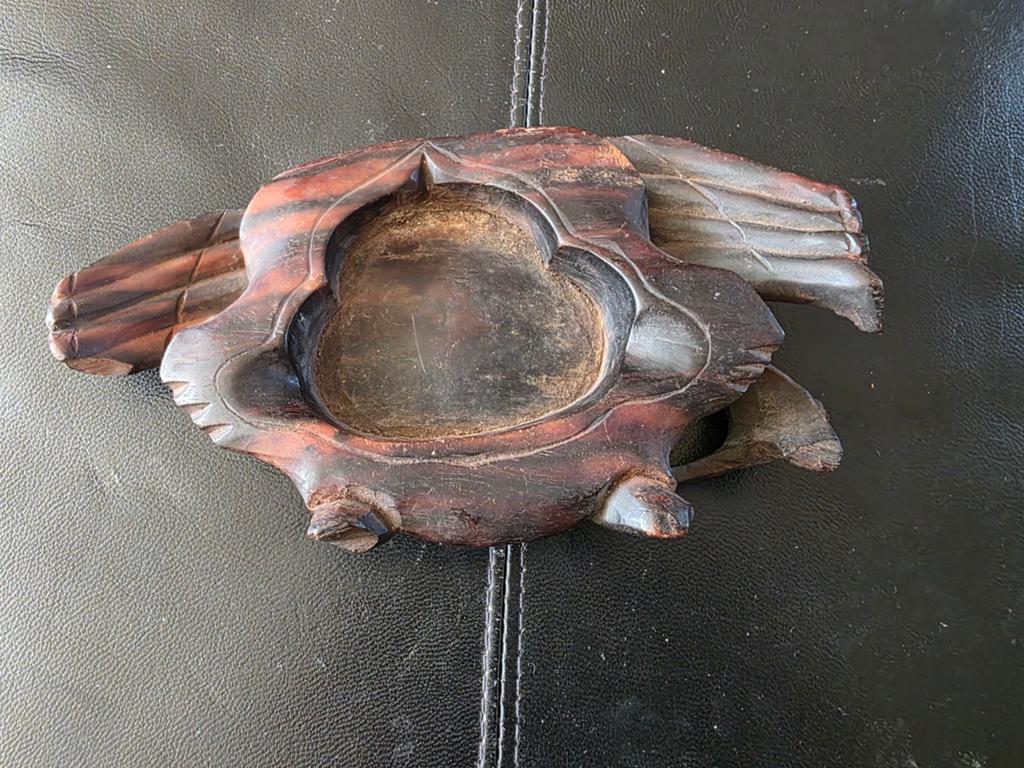 Antieke houten asbak, handgesneden, Ophalen of Verzenden