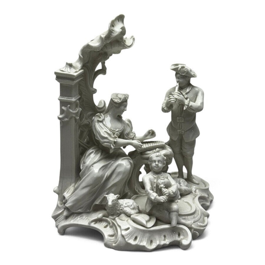 Blank porseleinen beeldgroepje, romantiek, Antiek en Kunst, Ophalen of Verzenden