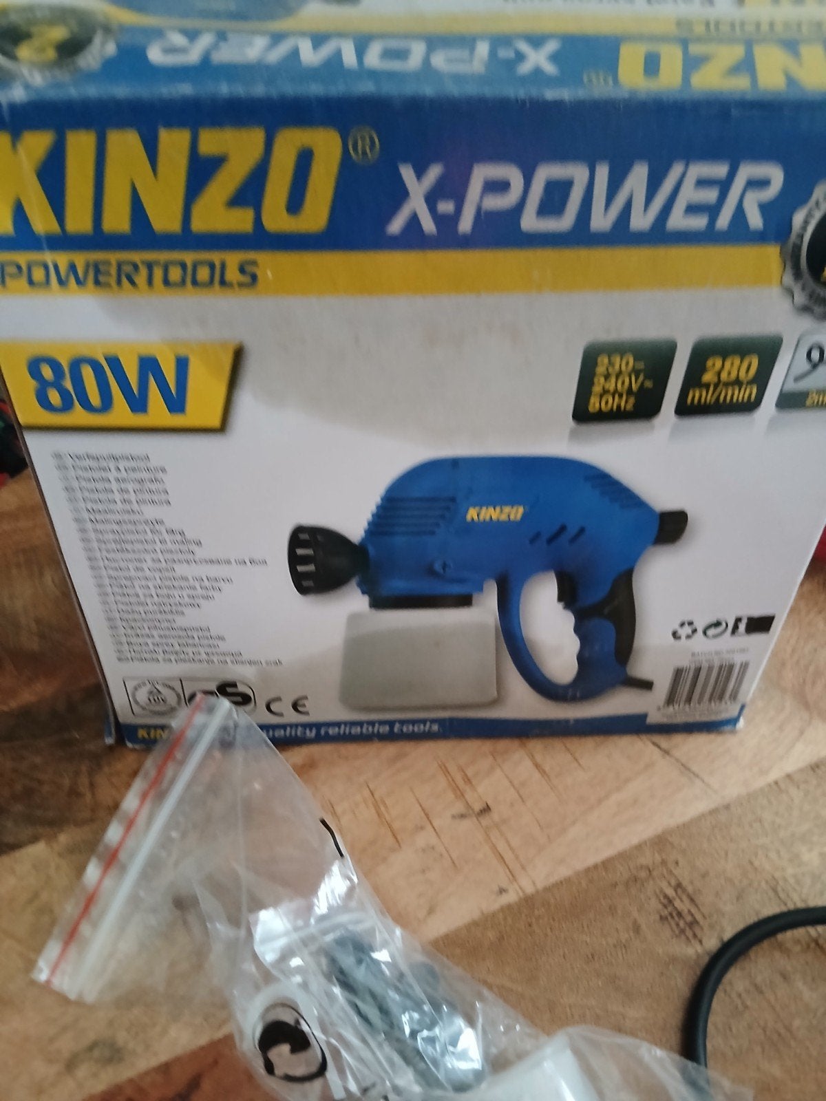 Verf spuit kinzo  nieuw, Ophalen, Minder dan 600 watt, Vlakschuurmachine
