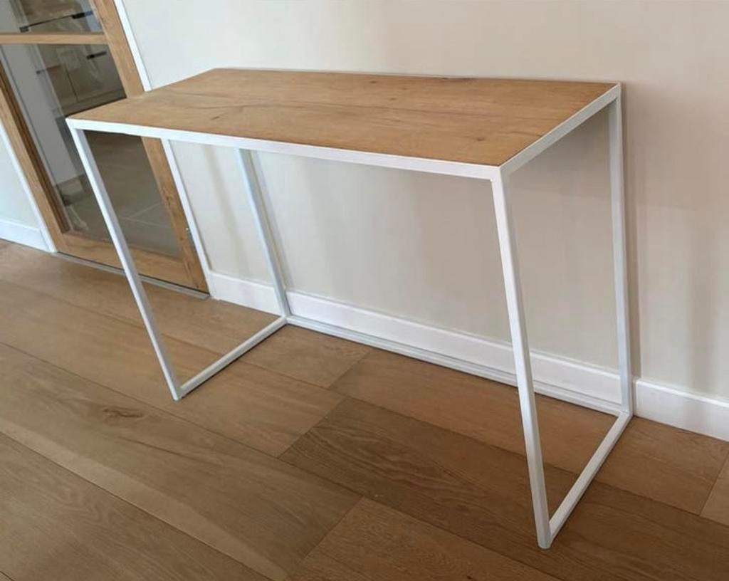 Sidetable met eiken blad. 109x40x75, Huis en Inrichting, Tafels | Sidetables, Ophalen, 100 tot 150 cm, Zo goed als nieuw, Eikenhout