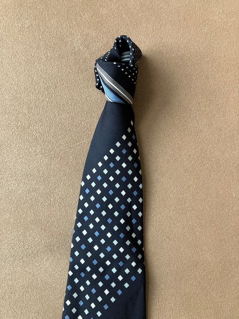 Donker Blauw bewerkte stropdas - Jose Piscador, Jose Piscador, Blauw, Ophalen of Verzenden, Met patroon