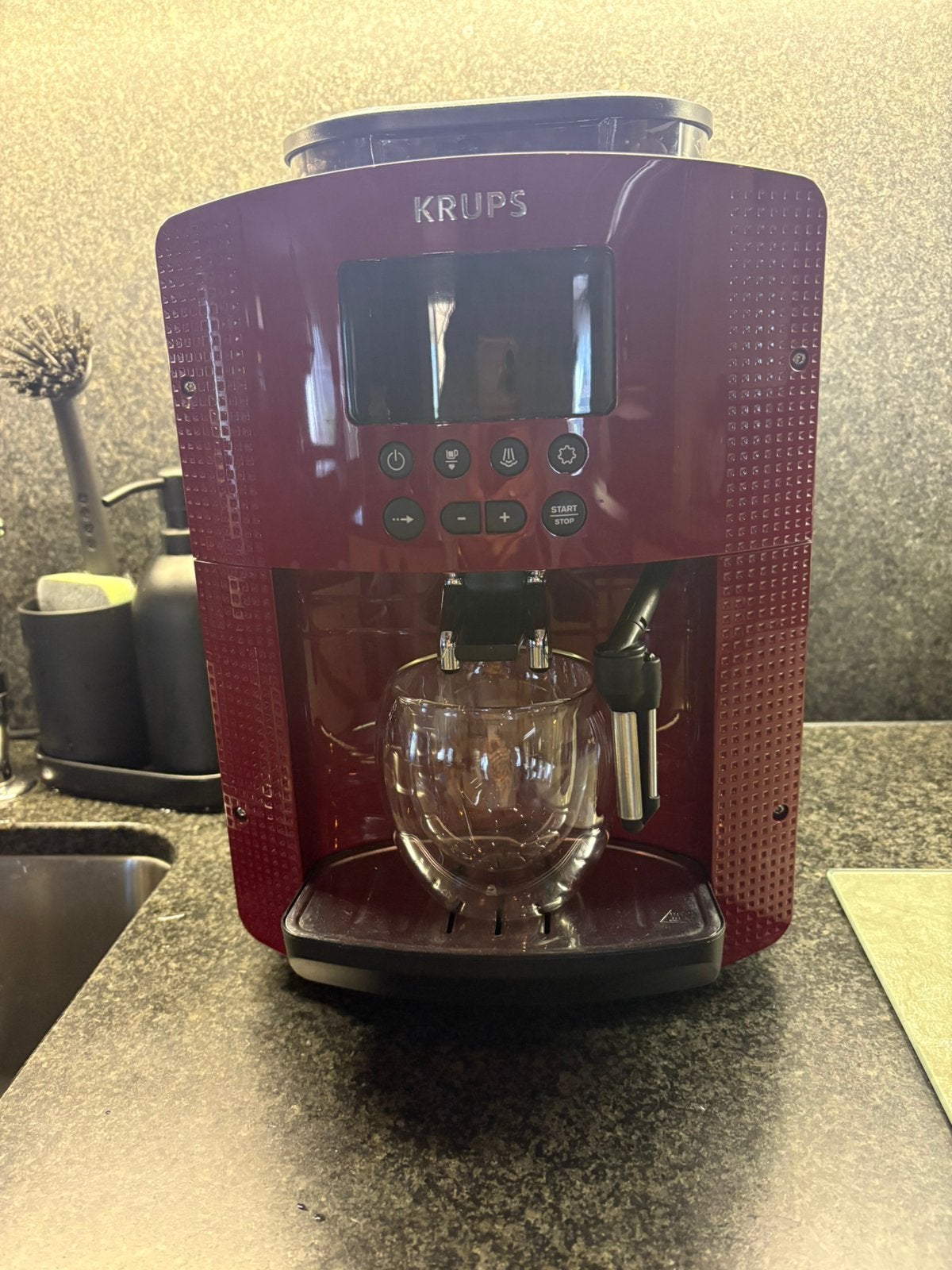 Rode Krups volautomatische koffiemachine, Ophalen of Verzenden, Zo goed als nieuw, Koffiemachine