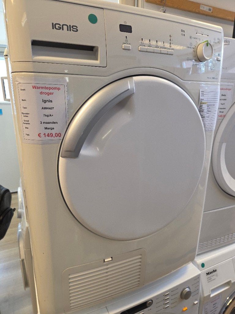 warmtepompdroger - Ignis - 7kg - A+, Ophalen, Ignis, Refurbished, Voorlader