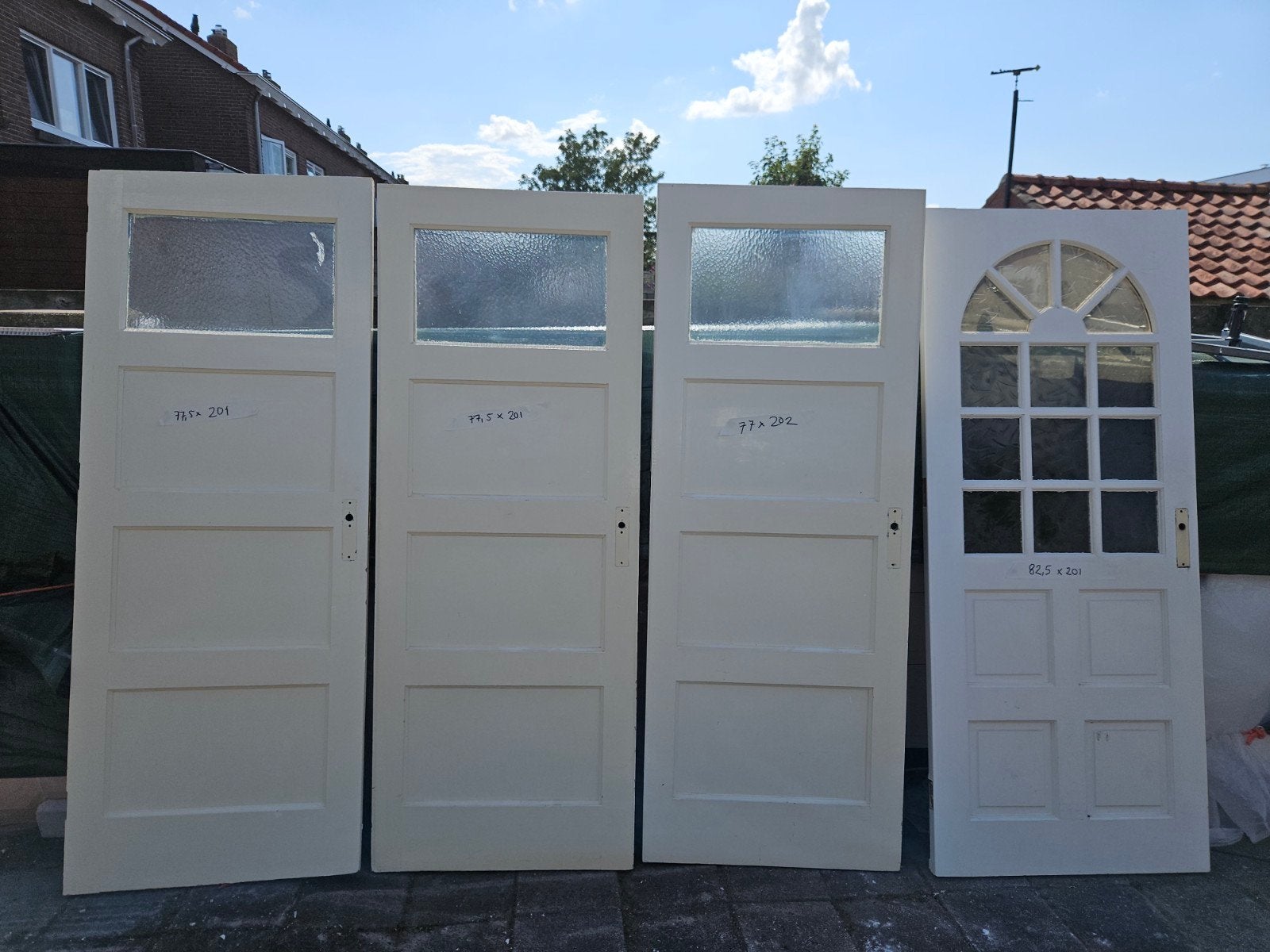 4 gebruikte binnendeuren met glas, Doe-het-zelf en Verbouw, Ophalen, Gebruikt, 80 tot 100 cm, Binnendeur