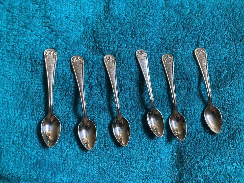 Set van 6 vintage Sola theelepeltjes, Ophalen of Verzenden