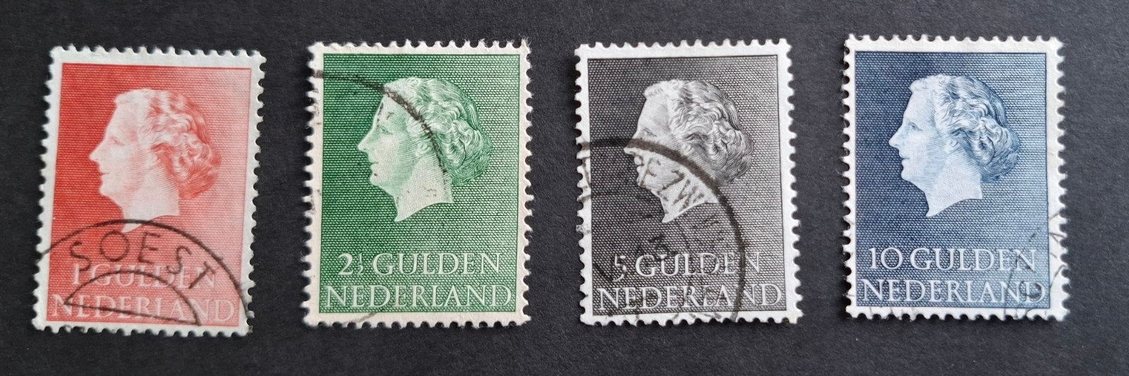 Nederland 1954-57 nvph 637-640 Koningin Juliana, Postzegels en Munten, Ophalen of Verzenden, Gestempeld