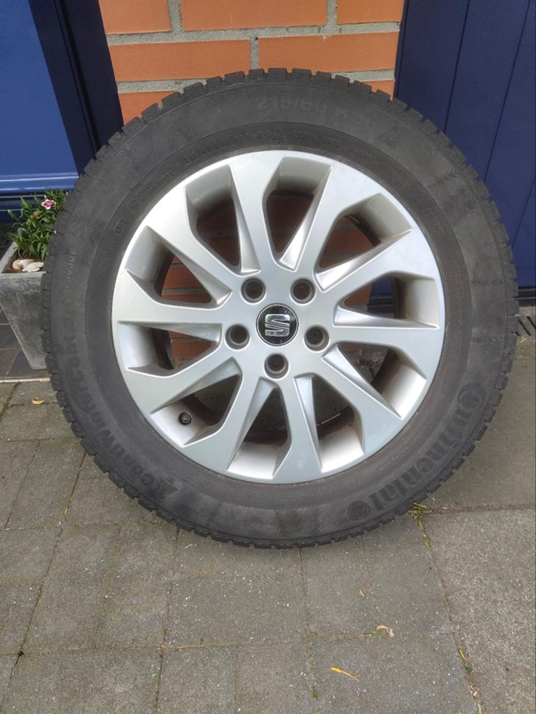 Seat Ateca velgen met Continental winterbanden 215/60 R16, Auto-onderdelen, Banden en Velgen, Ophalen, 16 inch, Banden en Velgen