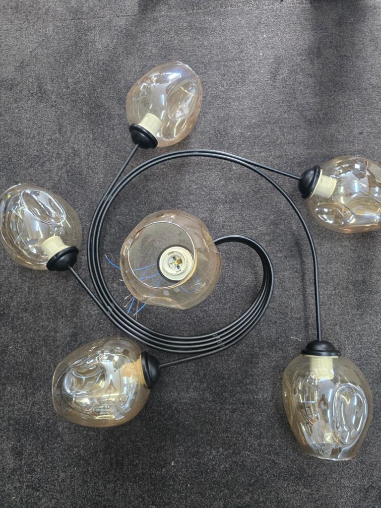 Plafondlamp met glas zwart met smoked, Led-lamp, Minder dan 30 watt, Nieuw, E27 (groot)