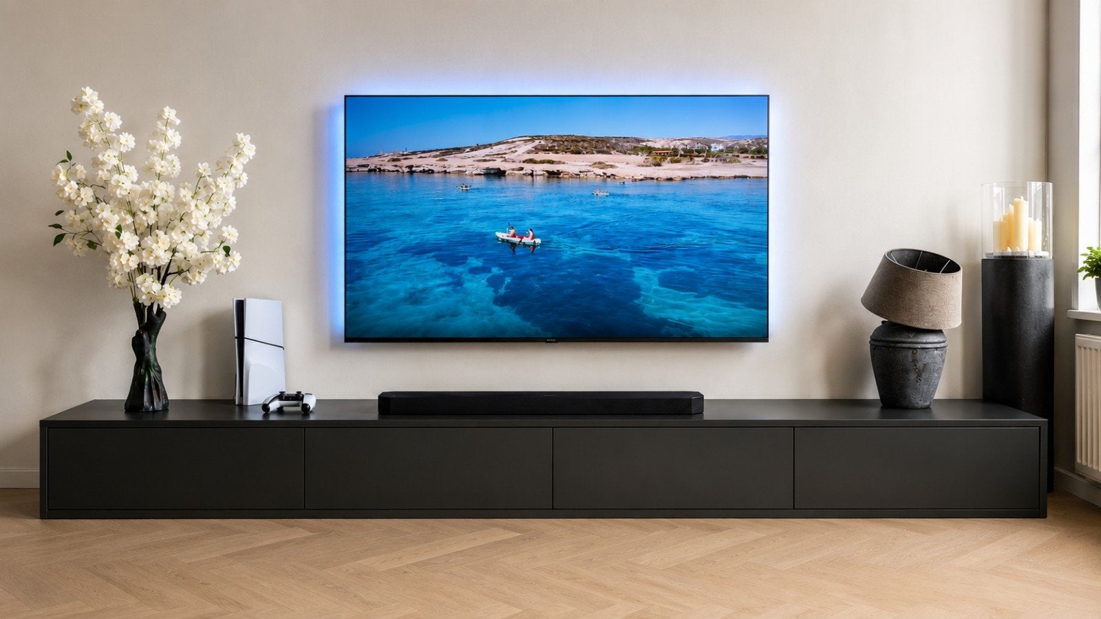Antraciet TV Meubel 3.60m breed - Zware Kwaliteit, Huis en Inrichting, Kasten | Televisiemeubels, Ophalen, Gebruikt, 200 cm of meer