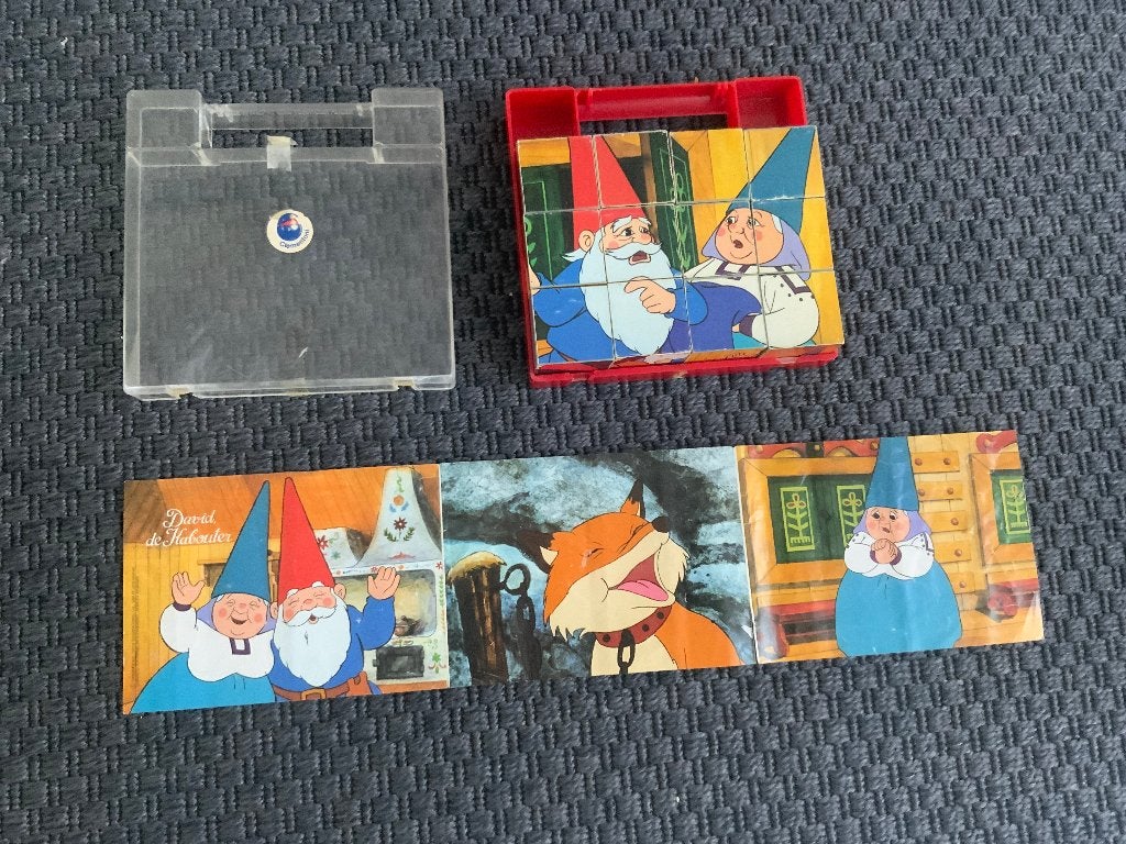 Vintage - David de Kabouter Blokken puzzel, Ophalen of Verzenden, Meer dan 50 stukjes, Gebruikt
