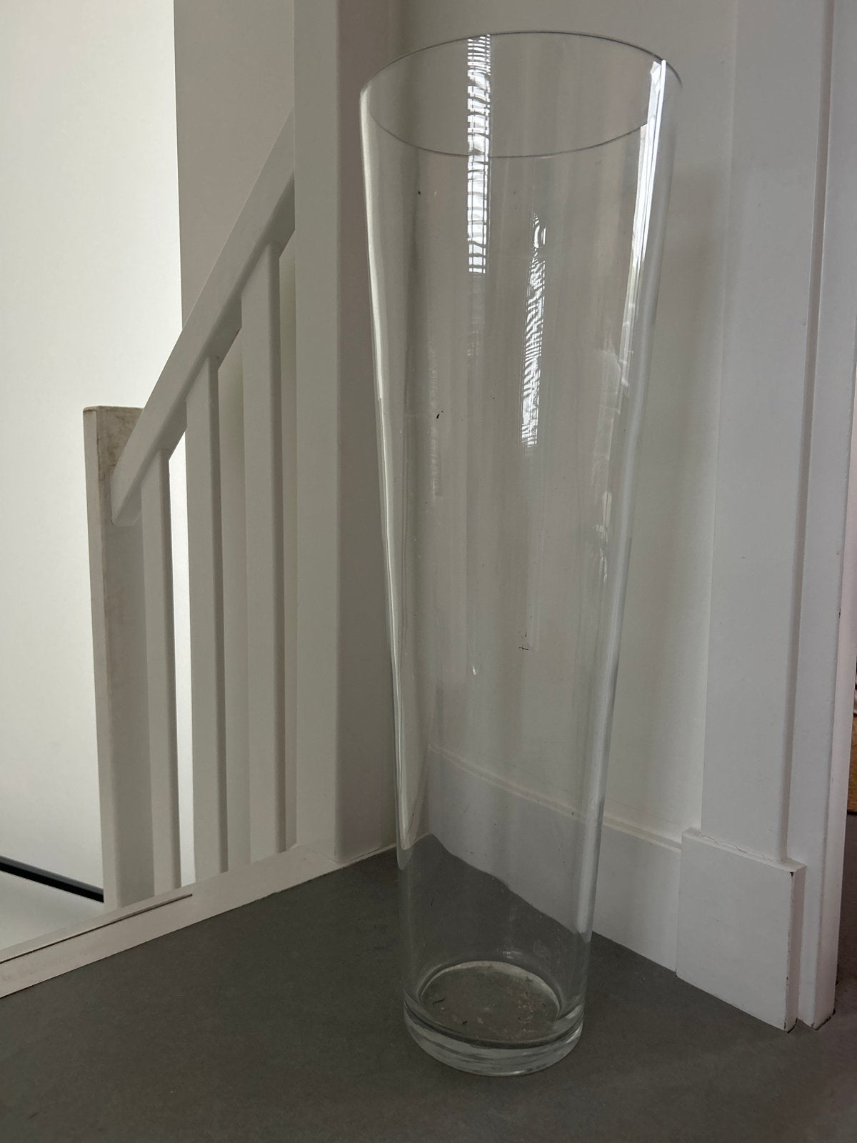 Grote glazen vaas - Hoogte 70 cm, diameter 23 cm, Ophalen, Gebruikt, Transparant, Glas