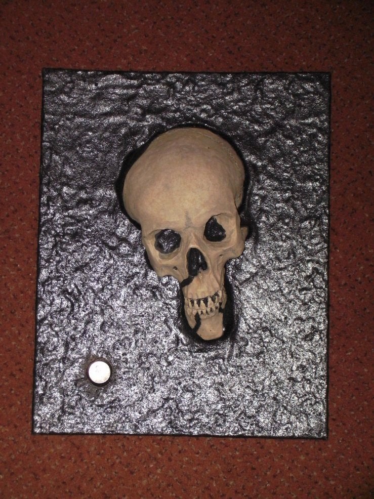 Schedel 'zinkend in olie', unieke handmade decoratie art, Ophalen of Verzenden, Handgemaakt
