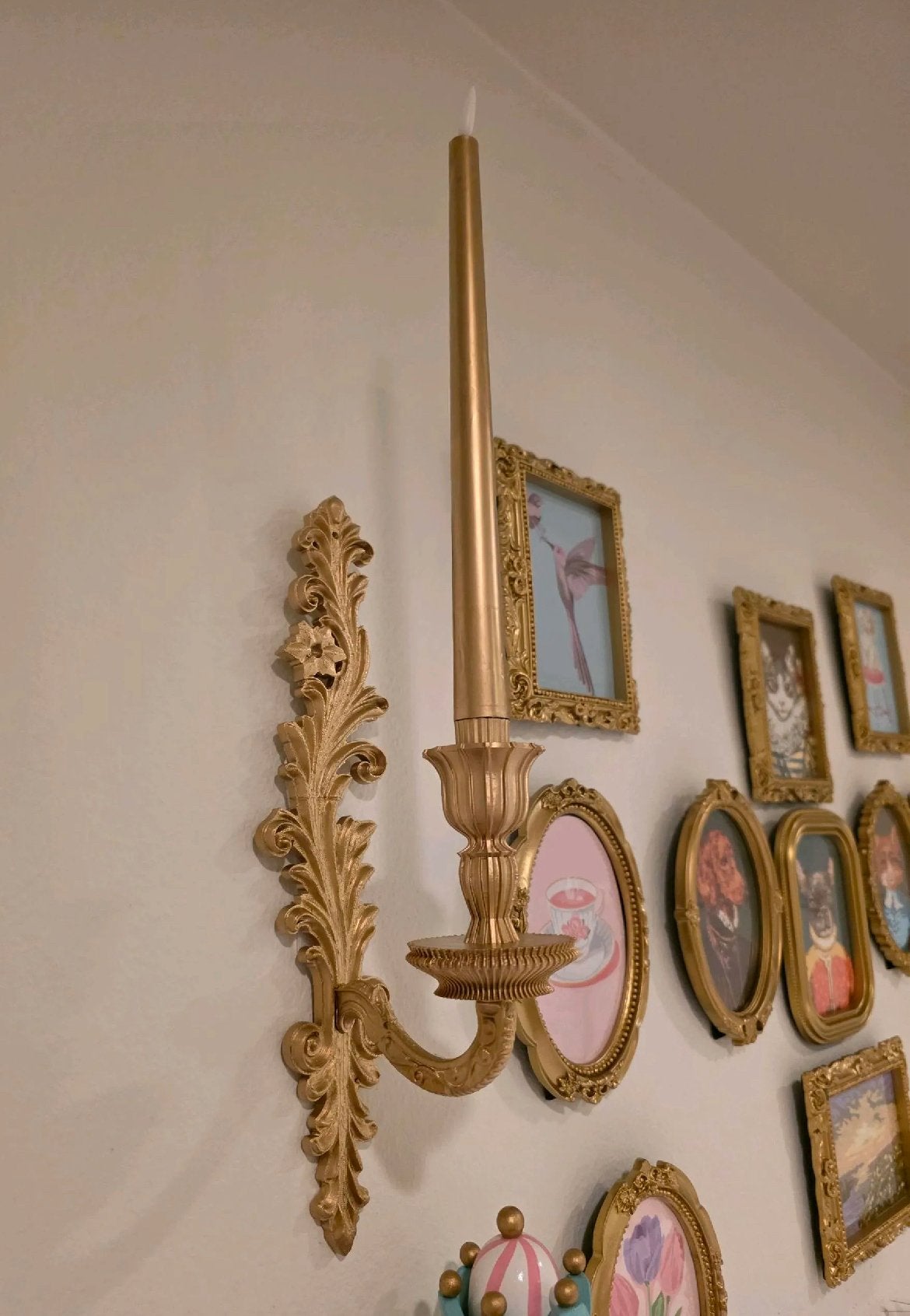 Kaars houder, 30 cm, Vintage, Textiel, Nieuw