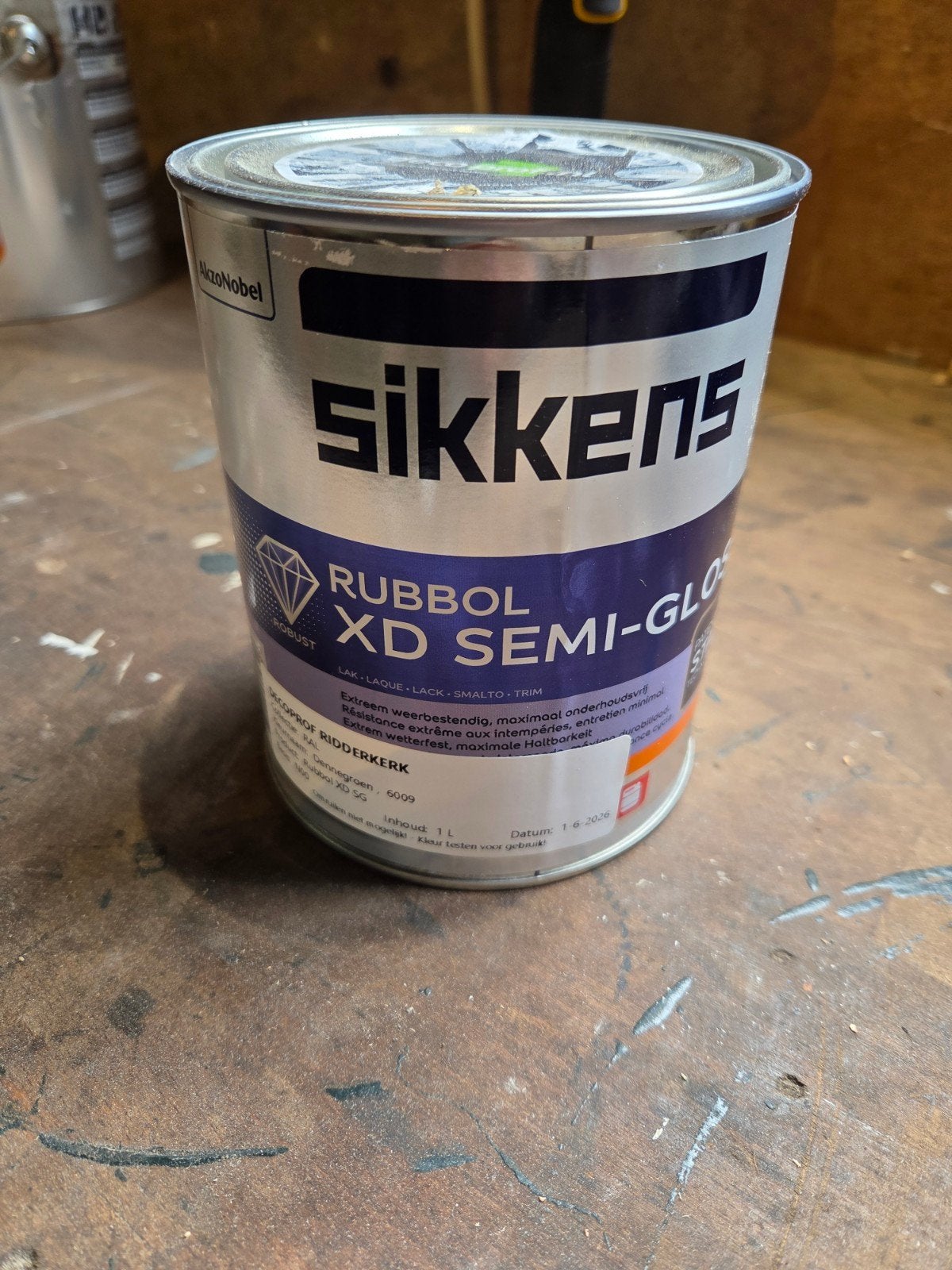 Sikkens Rubbol XD Semi-Gloss Dennegroen 1L, Nieuw, Ophalen of Verzenden, Lak, Minder dan 5 liter