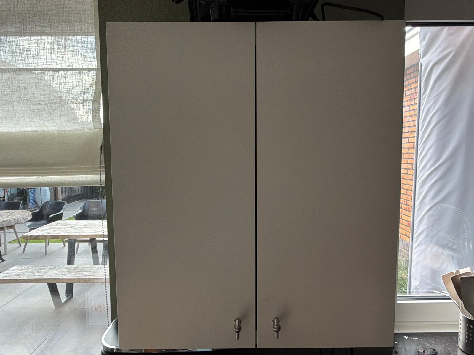 Witte keukenkast met houten planken 0.70 bij 0.80 diep 0.32, Ophalen, Gebruikt