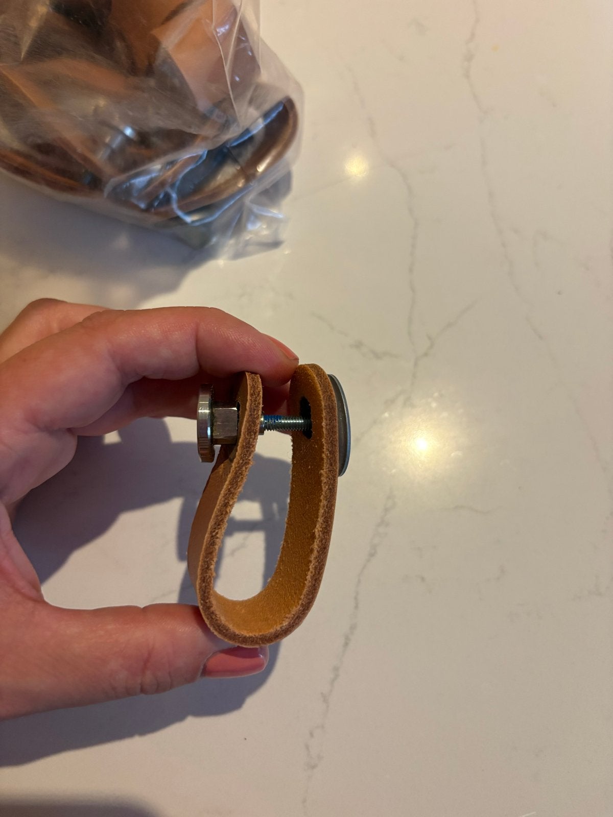 12 Leren Handgrepen 6 cm - Camel Kleur, Doe-het-zelf en Verbouw, Ophalen, Nieuw, Overige materialen, Overige typen