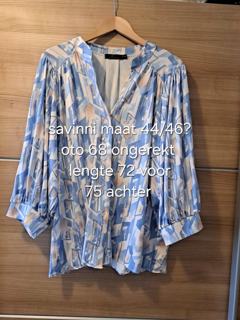 Savinni blouse maat xxl 44/46 zie afmetingen, Kleding | Dames, Savinni, Blauw, Maat 46/48 (XL) of groter, Ophalen of Verzenden