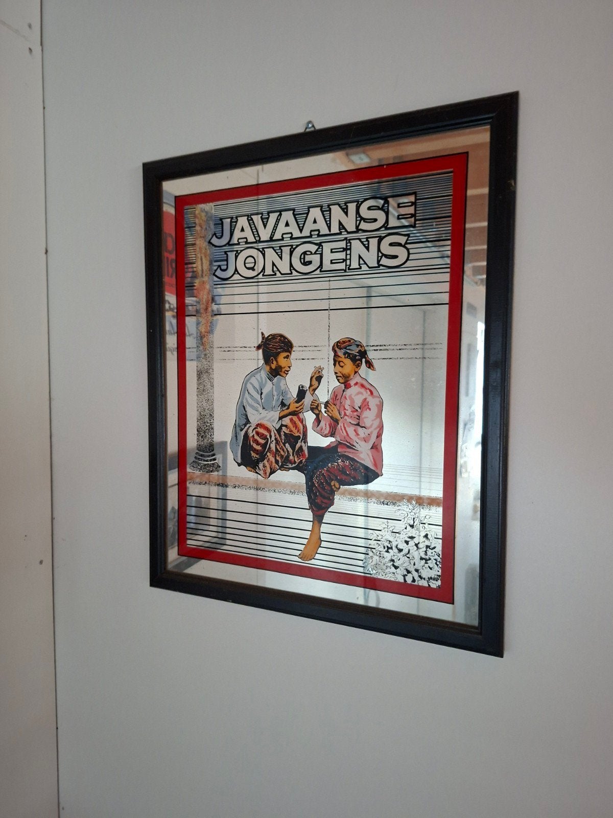 Javaanse jongens reclame spiegel vintage, Ophalen, Zo goed als nieuw, Reclamebord