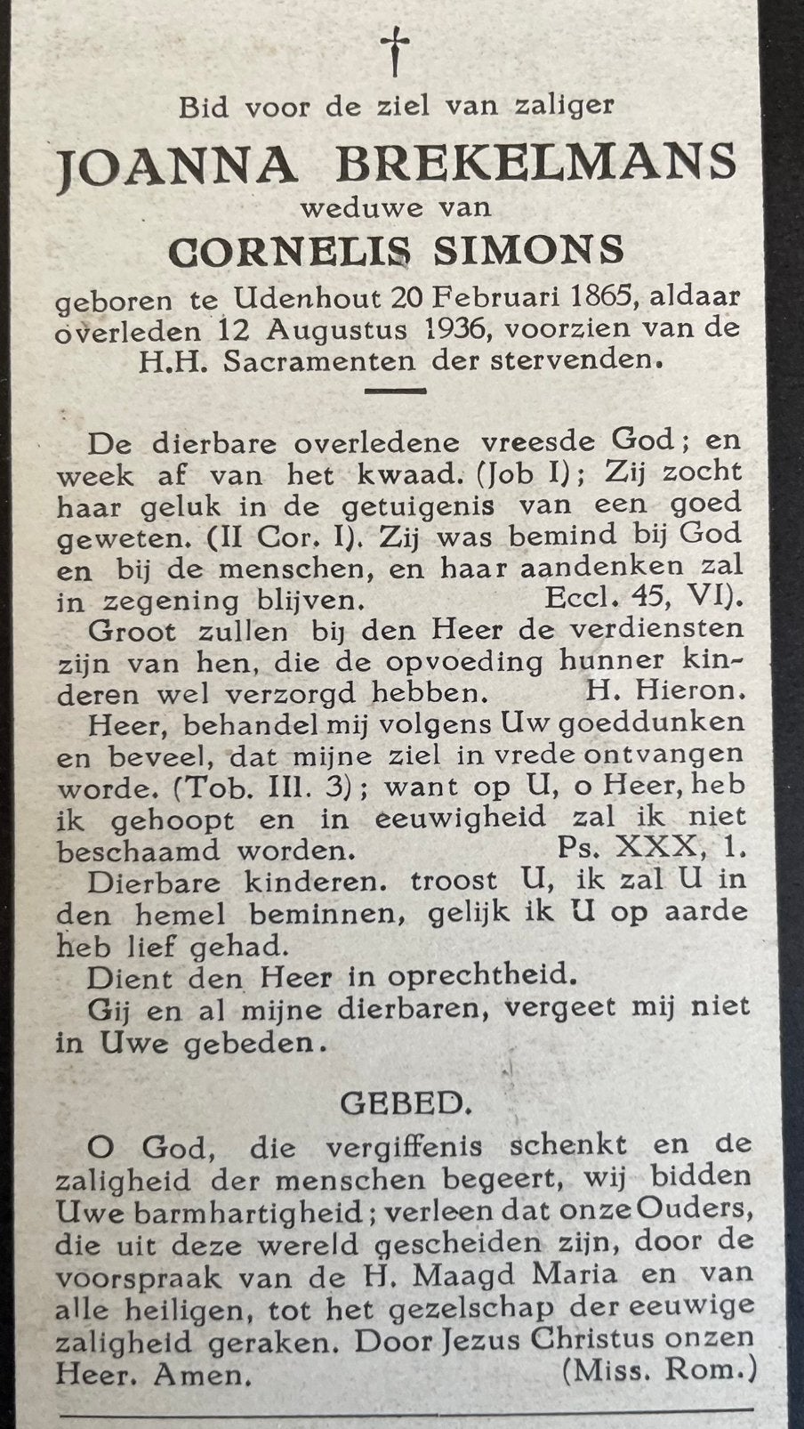 Joanna Brekelmans 1865 Udenhout, Ophalen of Verzenden