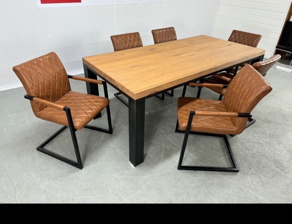 Grote eettafel met 6 stoelen, Huis en Inrichting, Ophalen, Gebruikt, 200 cm of meer, 50 tot 100 cm