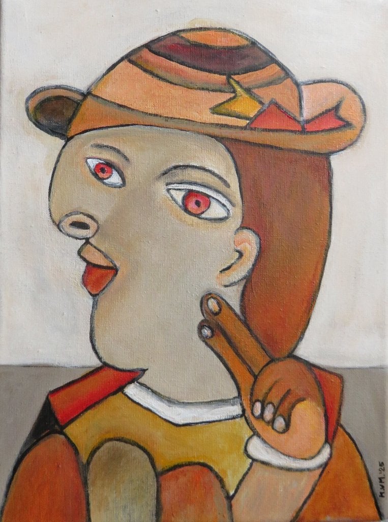 schilderij Ode aan Picasso 18x24cm, Antiek en Kunst, Ophalen of Verzenden