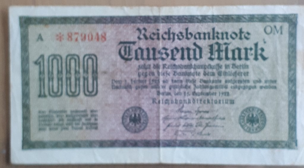DUITSLAND: 1000 MARK 15/9/1922 P76, Postzegels en Munten, Ophalen of Verzenden, Duitsland, Los biljet