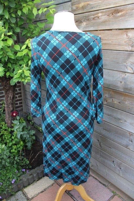 Jurk zwart/ petrol/ rood King Louie mt M Vaste prijs, Maat 38/40 (M), Blauw, Ophalen of Verzenden, Zo goed als nieuw