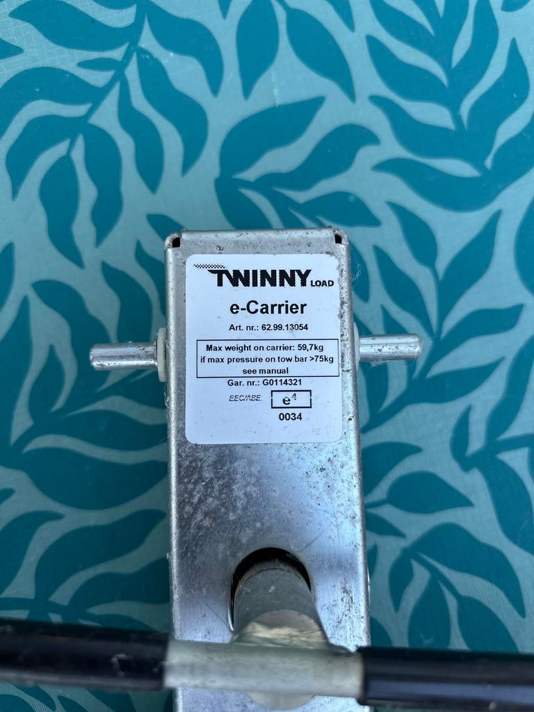 Twinny Load e-Carrier Trekhaak Fietsendrager, Ophalen, Gebruikt, 2 fietsen, Trekhaakdrager