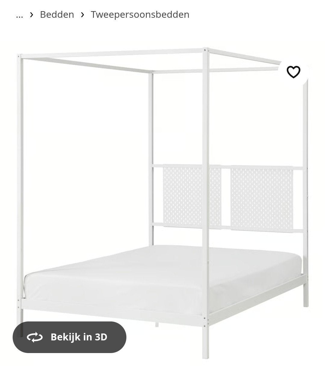 Hemelbed Viterna Ikea, Ophalen, Wit, 140 cm, Zo goed als nieuw