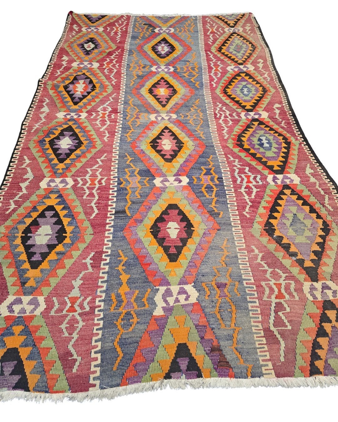 Tribal Kelim Iran 300x180 handgeweven wollen vloerkleed, 1185VB, De handelmaatschappij, 200 cm of meer, Geel