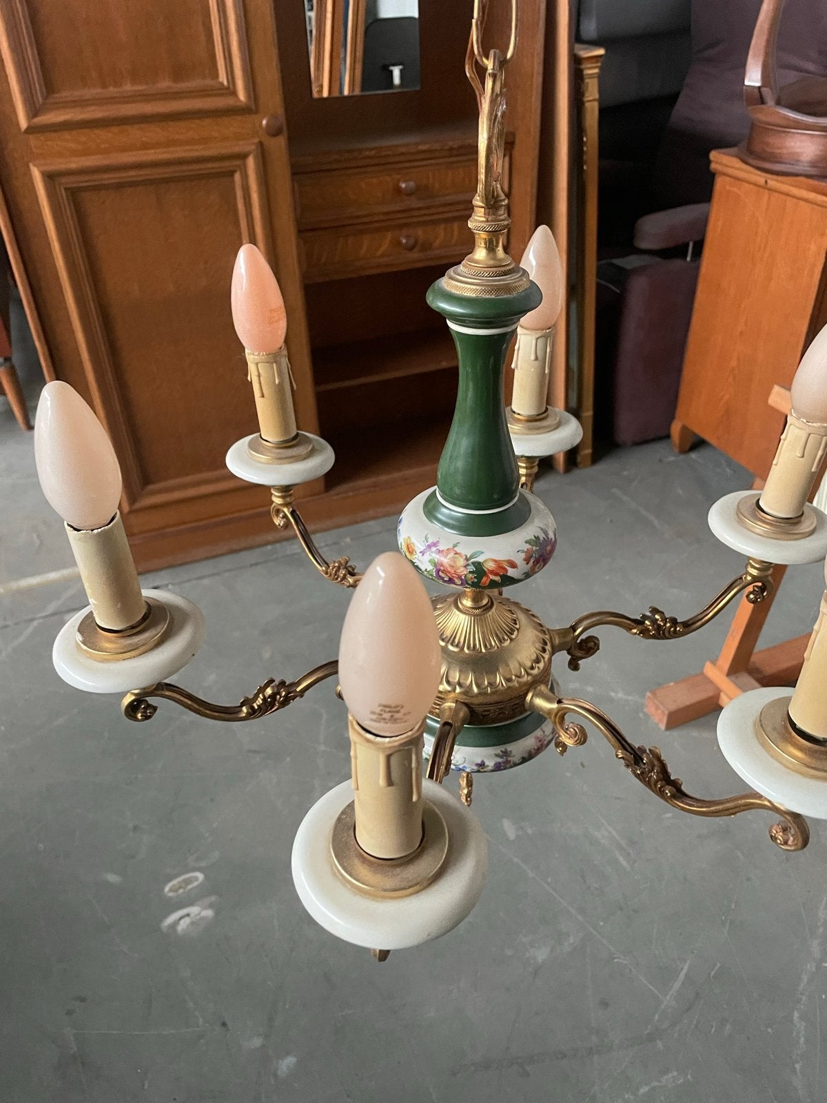 Vintage Kroonluchter met Bloemmotief, Ophalen of Verzenden