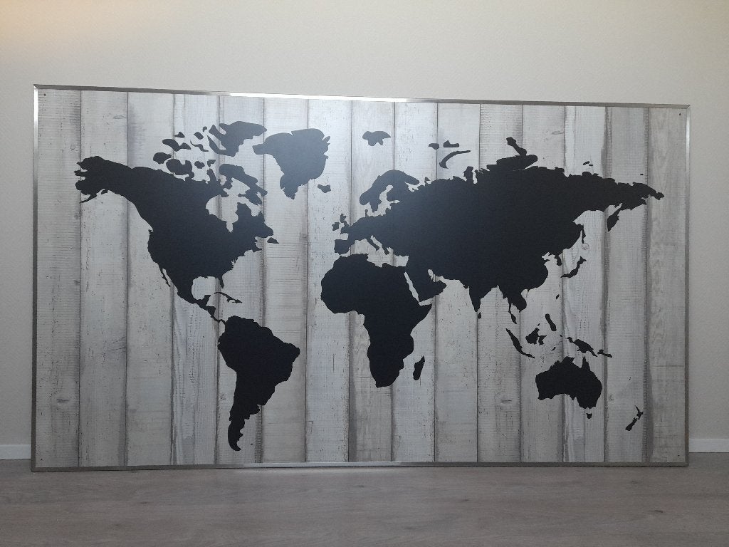 wereldkaart, Ophalen, Schilderij, Hout, Zo goed als nieuw
