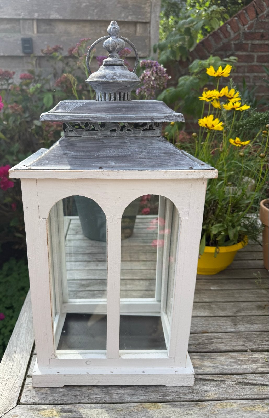 Decoratieve Lantaarn - 50cm Hoog, Ophalen of Verzenden, Gebruikt, Wit, Hout