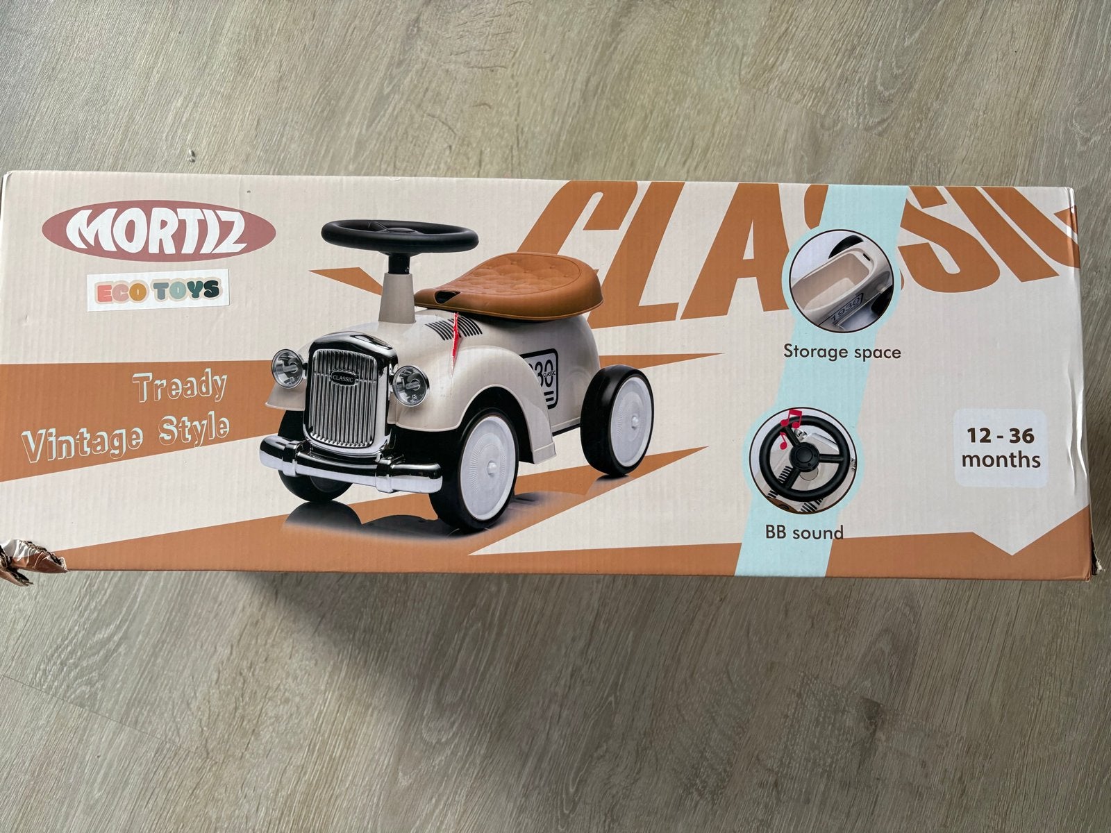 Mortiz Eco Toys Loopauto Vintage Stijl - Nieuw in Doos, Ophalen of Verzenden, Nieuw