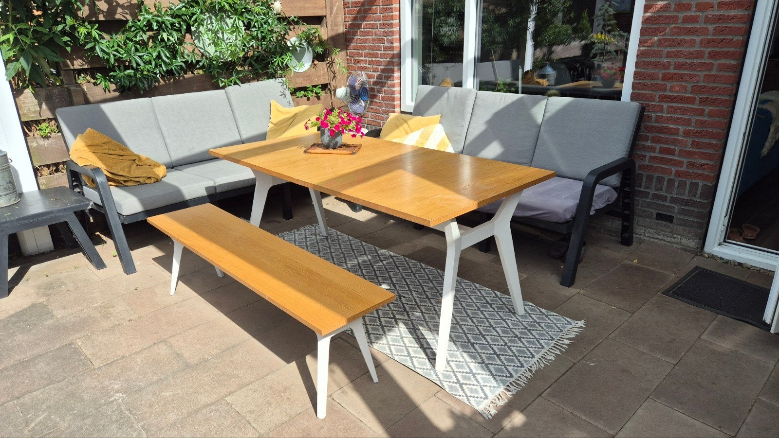 Eetkamertafel met bank, Ophalen, Gebruikt, 50 tot 100 cm, Vijf personen of meer