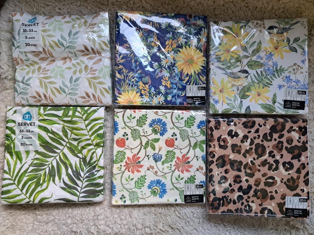Servetten en lijm (nieuw en ongebruikt). Leuk voor decoupage, Hobby en Vrije tijd, Ophalen of Verzenden, Nieuw