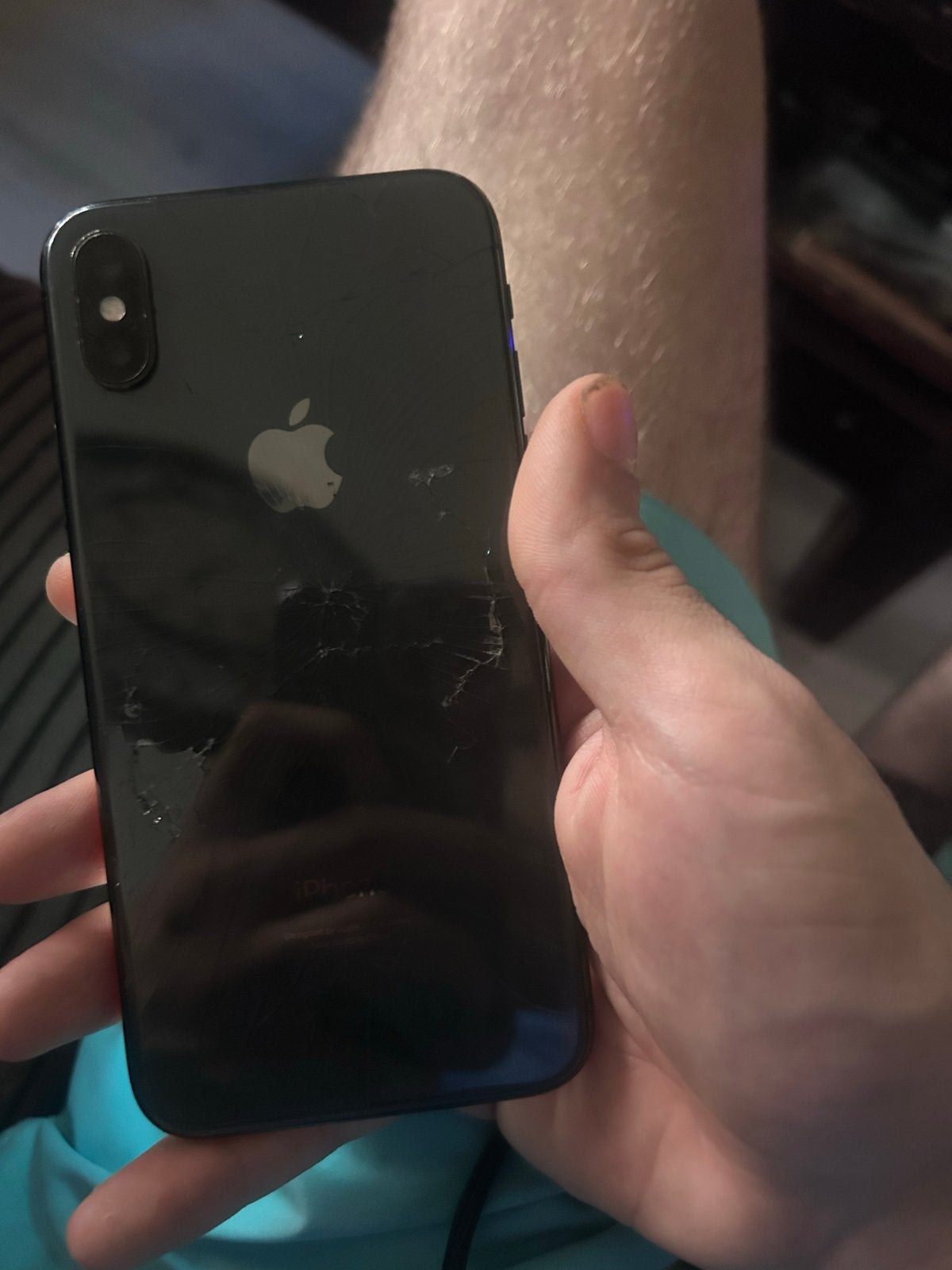iPhone X - Gebarsten achterkant en scherm defect, Zwart, 64 GB, Zonder simlock, Niet werkend