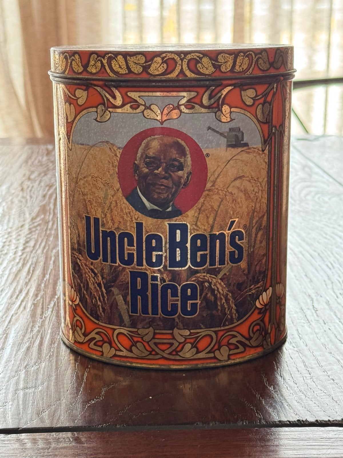 antiek bewaar blik  Uncle Ben’s Rice  Doorsnee 15cm, Verzamelen, Blikken, Ophalen of Verzenden, Zo goed als nieuw, Overige