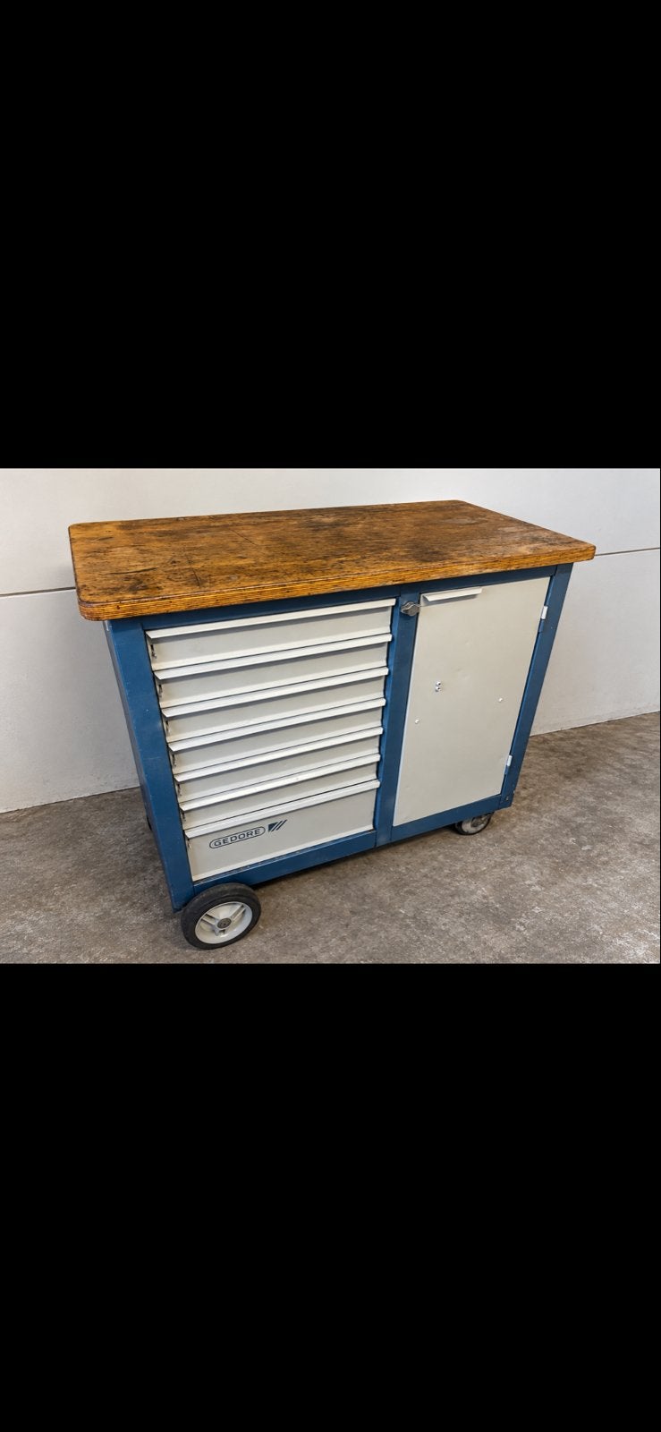 Gedore 1504 gereedschapswagen met houten werkblad, Ophalen, Gebruikt, 70 tot 120 cm