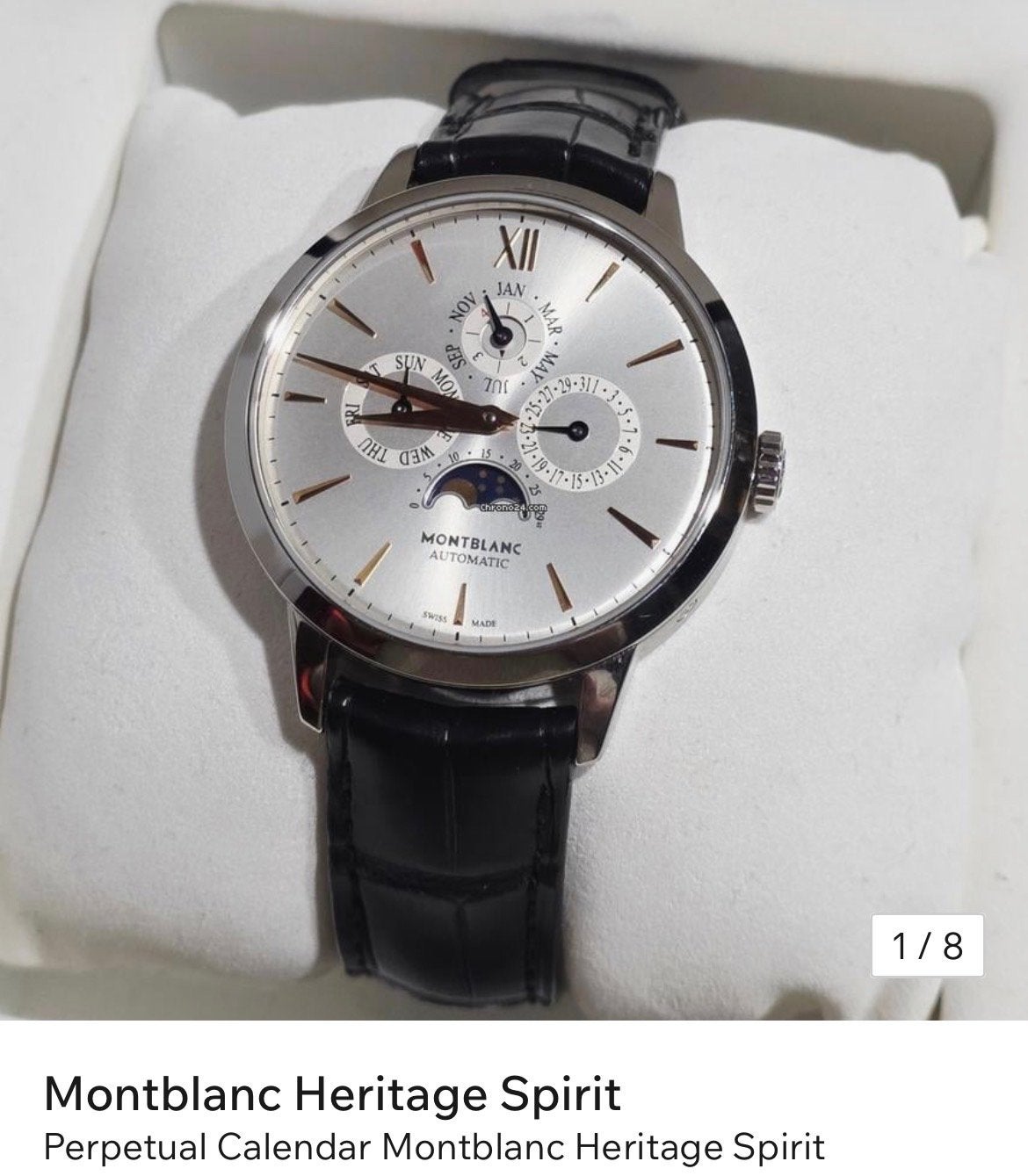 Montblanc Heritage Spirit Perpetual Calendar Horloge 110715, Overige merken, Leer, Staal, Polshorloge